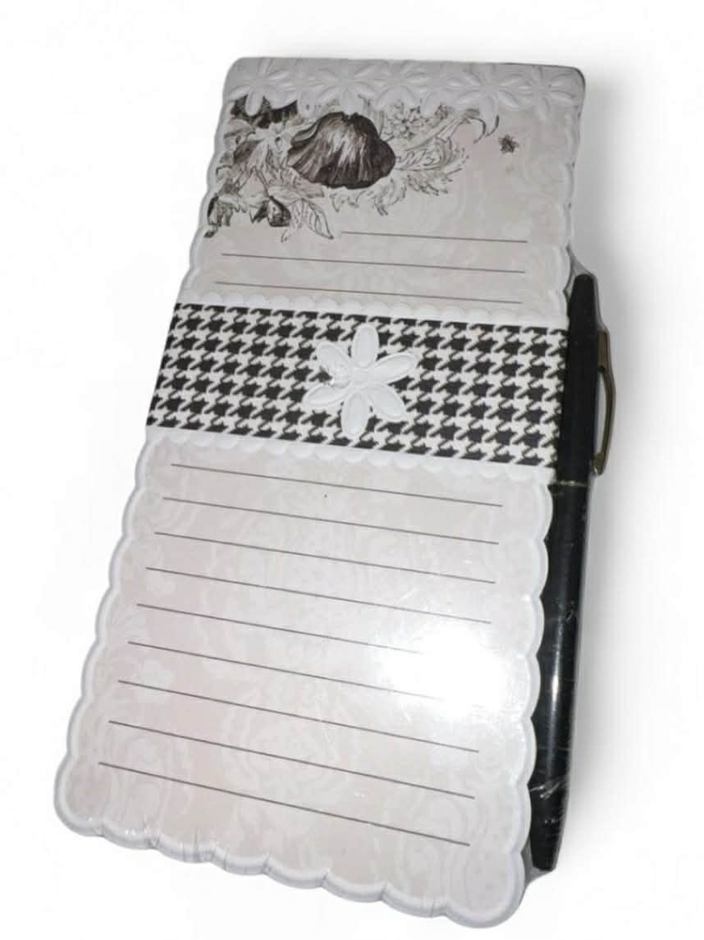 BNWT Carol Rose Garden Floral Cottage Magnetic Shopping Note Pad And Pen Set